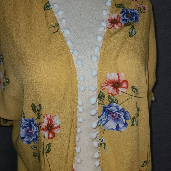 PERSAYA GIRL Yellow Woven Kimono Size L NEW - Picture 3 of 6